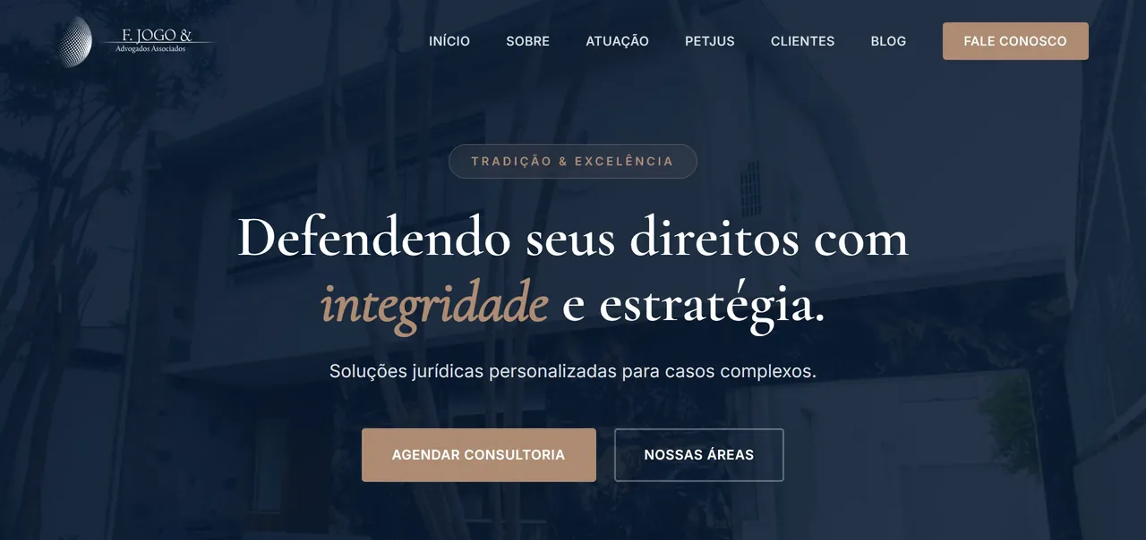 Screenshot do site F. Jogo & Advogados Associados