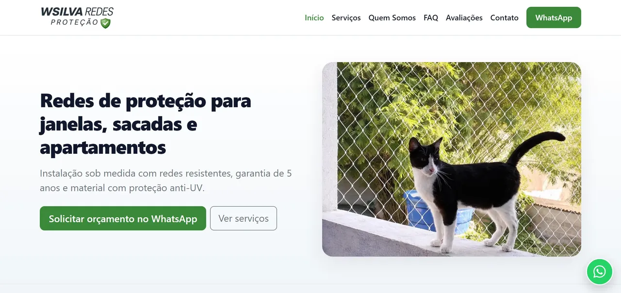 Screenshot do site WSILVA Redes